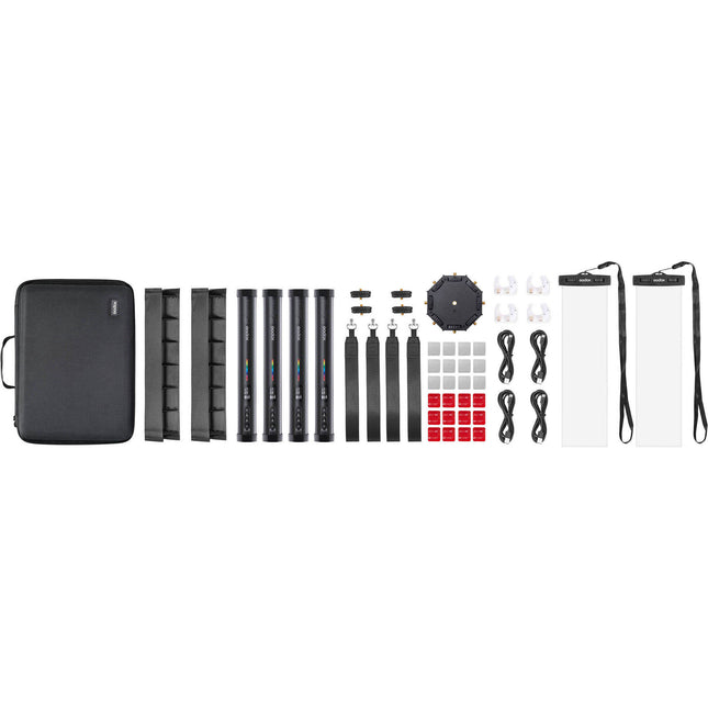 Godox TL30 Luz Tubular LED RGB 1' Kit 4 Luces 740 Lux 2700-6500K con Bolsa