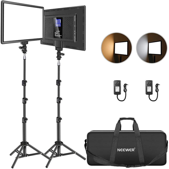 Neewer NL-192AI Kit de Iluminación LED Video 2 Luces 3200-5600K 97+ CRI