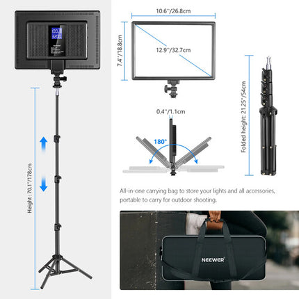 Neewer NL-192AI Kit de Iluminación LED Video 2 Luces 3200-5600K 97+ CRI