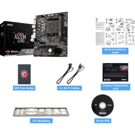 MSI A520M-A PRO Placa base Micro-ATX AM4 DDR4-4600 SATA III M.2