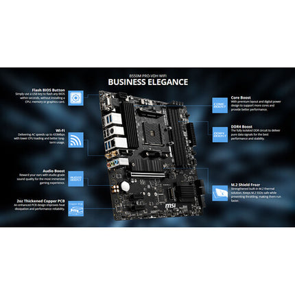 MSI B550M PRO-VDH WIFI Placa Base Micro-ATX DDR4 Wi-Fi 5 SATA III M.2