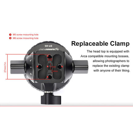 Sunwayfoto DT-03S Cabezal Inclinable con Liberación Rápida Arca Tipo Capacidad 15kg Altura 8.4cm