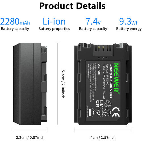 Neewer NP-FZ100 Batería de Litio 2280mAh con Protección integrada
