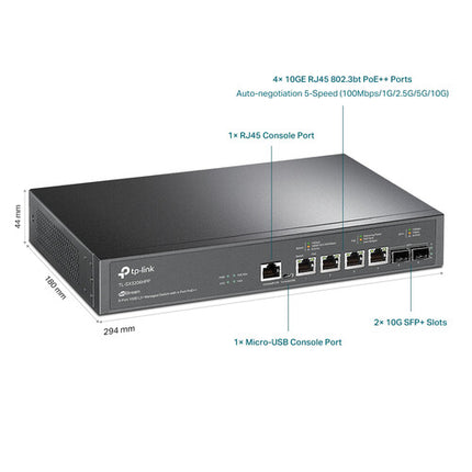 TP-Link JetStream TL-SX3206HPP Switch de red gestionado 4 Puertos PoE++ 10G SFP+ 200W Rackmount