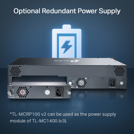 TP-Link TL-MC1400 Rack para 14 convertidores con alimentación centralizada 9 VDC ranura intercambiable en caliente
