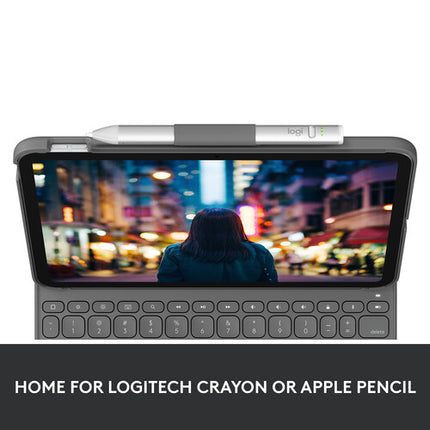 Logitech Slim Folio Funda Teclado Bluetooth para iPad 11 y 10.9 Pulgadas Oxford Gray