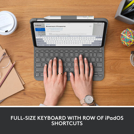 Logitech Slim Folio Funda Teclado Bluetooth para iPad 11 y 10.9 Pulgadas Oxford Gray