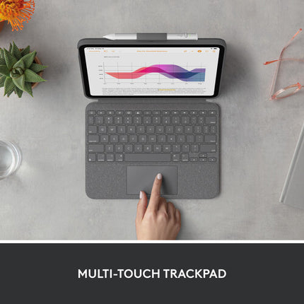Logitech Combo Touch funda teclado retroiluminado para iPad 11" A16 y 10.9" 10ª gen con teclado táctil y almacenamiento para Apple Pencil