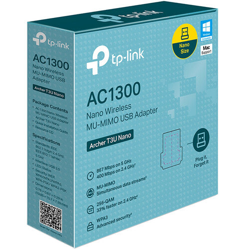 Adaptador USB Wi-Fi Dual Banda AC1300 TP-Link Archer T3U Nano 1267 Mb/s