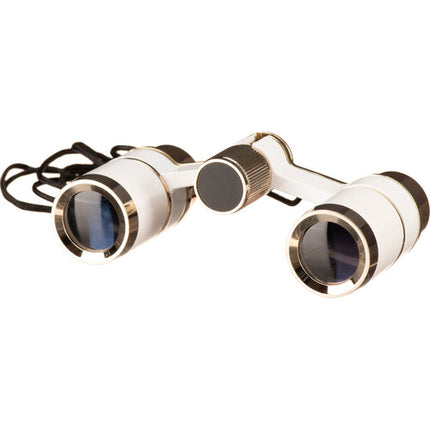 LaScala Optics 3x18 Prismáticos de Ópera Blanco Oro Ligero 6 oz