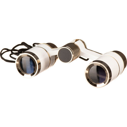 LaScala Optics 3x18 Prismáticos de Ópera Blanco Oro Ligero 6 oz