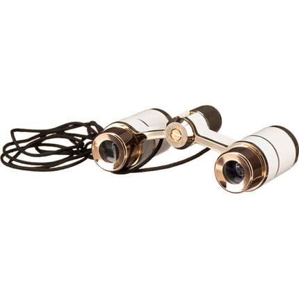 LaScala Optics 3x18 Prismáticos de Ópera Blanco Oro Ligero 6 oz