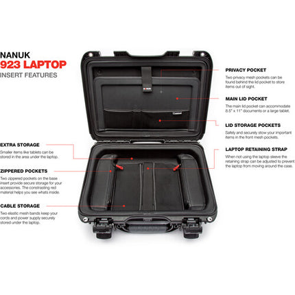 Nanuk 923 Maletín para portátil 15 6" con funda extraíble negro
