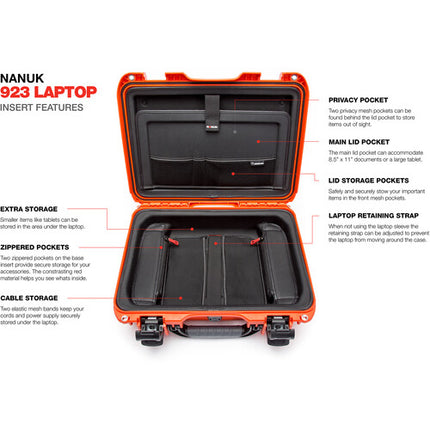 Nanuk 923 Maletín para portátil 15 6" resistente al agua IP67 naranja