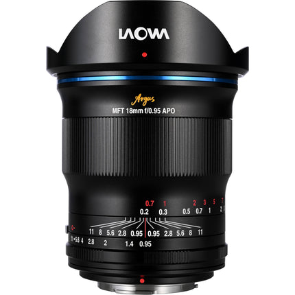 Venus Optics Argus 18mm f0.95 Micro Cuatro Tercios 7.9” distancia mínima de enfoque