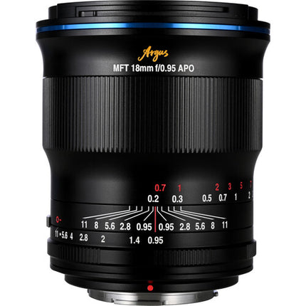 Venus Optics Argus 18mm f0.95 Micro Cuatro Tercios 7.9” distancia mínima de enfoque