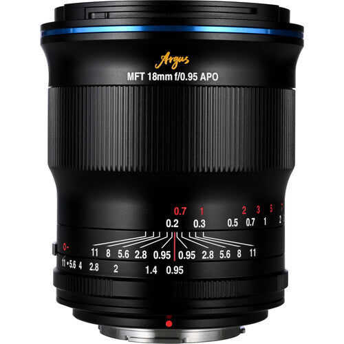 Venus Optics Argus 18mm f0.95 Micro Cuatro Tercios 7.9” distancia mínima de enfoque