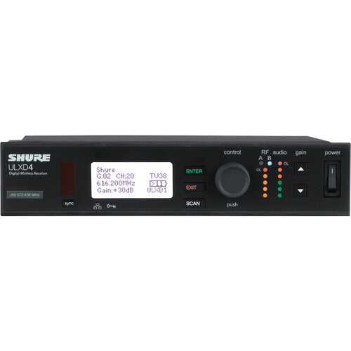 Shure ULXD4-GV receptor inalámbrico digital sencillo cifrado AES256 64 MHz rango de sintonía