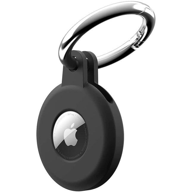 Sahara Case EasyClip Funda de Silicona para Apple AirTag Negra resistente y con clip para llaves