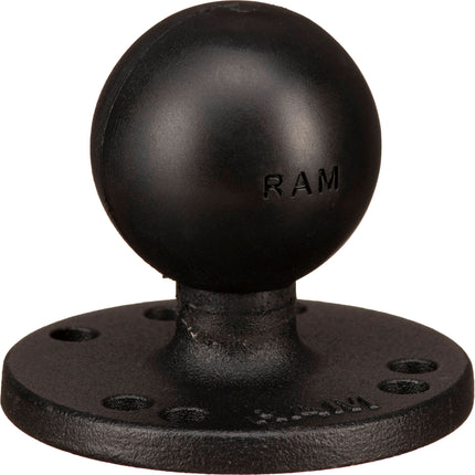 RAM Mounts Base Redonda 2.5" con Patrón de Agujeros AMPS y Bola 1.5" de Aluminio Marino