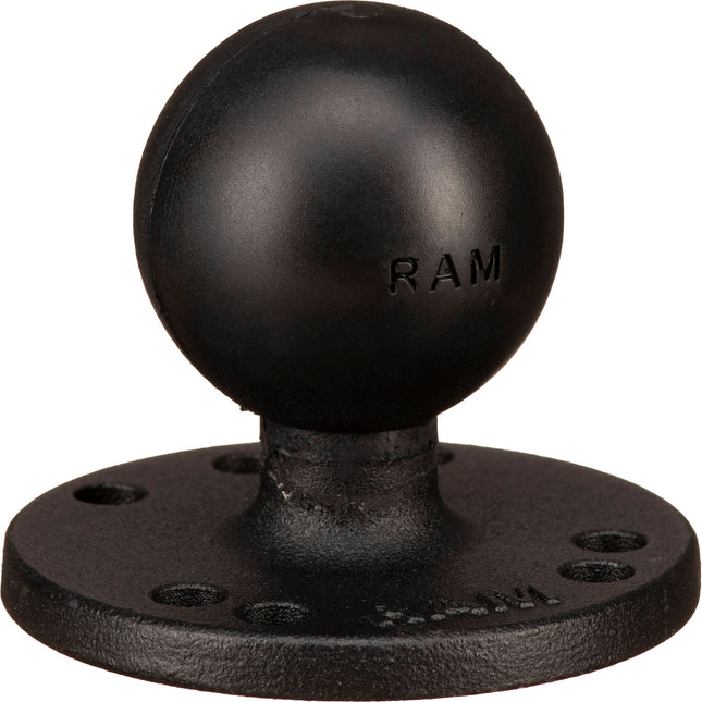 RAM Mounts Base Redonda 2.5" con Patrón de Agujeros AMPS y Bola 1.5" de Aluminio Marino