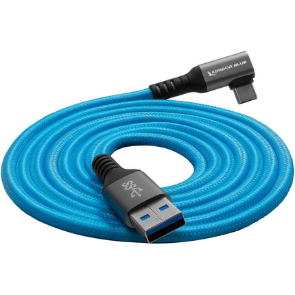 Kondor Blue Cable USB-A a USB-C 3.0 Ángulo Recto 3A 10' Azul