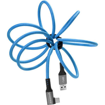 Kondor Blue Cable USB-A a USB-C 3.0 ángulo recto 5 pies 60W Azul