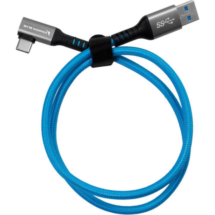 Kondor Blue Cable USB-A a USB-C 3.0 ángulo recto 5 pies 60W Azul