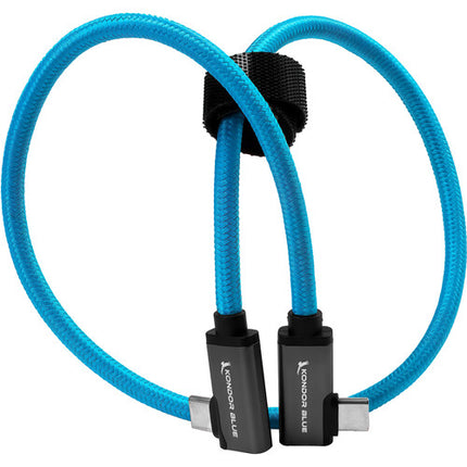 Kondor Blue Cable USB-C 18 Pulgadas Doble Ángulo 10 Gb/s 100W