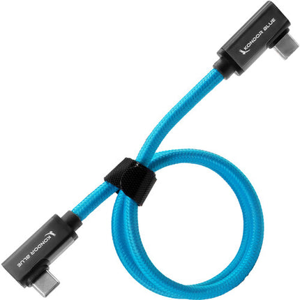 Kondor Blue Cable USB-C 18 Pulgadas Doble Ángulo 10 Gb/s 100W