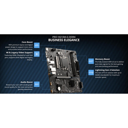 MSI PRO H610M-G WIFI Placa base Micro-ATX LGA 1700 DDR4 2x SATA 1x M.2