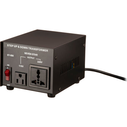 Sevenstar ST-500 Transformador 500W Voltaje 110-240V Incluye Adaptadores y Fusibles
