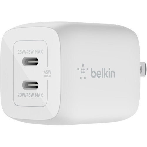 Belkin BoostCharge Pro 45W Cargador de Pared Dual USB-C GaN 2 Puertos