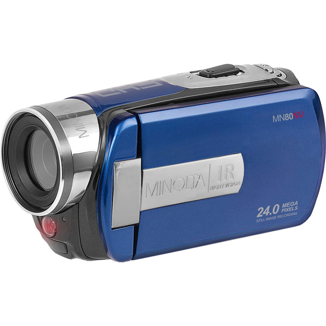 Minolta MN80NV Cámara Digital Full HD Visión Nocturna Azul 1080p 35' IR 16GB Kit Completo
