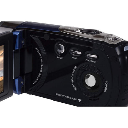 Minolta MN80NV Cámara Digital Full HD Visión Nocturna Azul 1080p 35' IR 16GB Kit Completo
