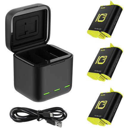 TELESIN Caja Cargadora LED con 3 Baterías 1750mAh para GoPro HERO9/10/11
