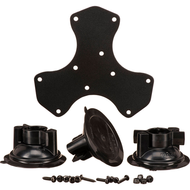 RAM Mounts Adaptador Base Triple con Triple Ventosa 3.3 Pulgadas Composite