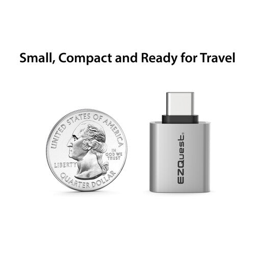 EZQuest Adaptador USB-C a USB-A 3.0 Mini Plateado OTG Compatible