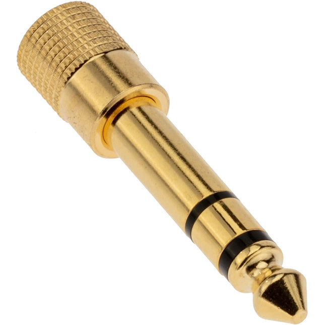 Pearstone AMP-4 Adaptador de Auriculares estéreo 3.5mm a 1/4 con conexión ajustable y chapado en oro