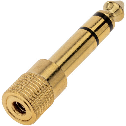 Pearstone AMP-4 Adaptador de Auriculares estéreo 3.5mm a 1/4 con conexión ajustable y chapado en oro