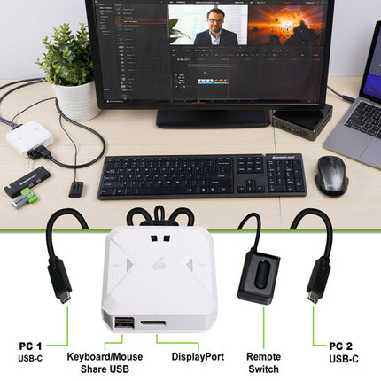 IOGEAR 2 Puertos USB-C KVM Switch 4K 60Hz con DisplayPort salida