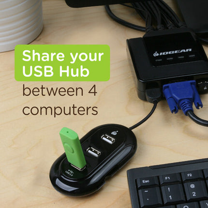 IOGEAR 4 Puertos USB Switch KVM con 4 Computadoras y Cables Integrados