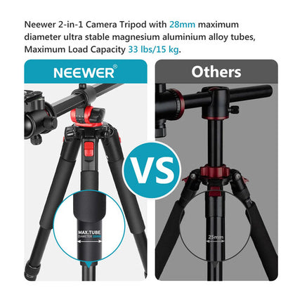 Neewer 79" Trípode Multifuncional de Aluminio Capacidad 33 lb Altura Máxima 78.7"