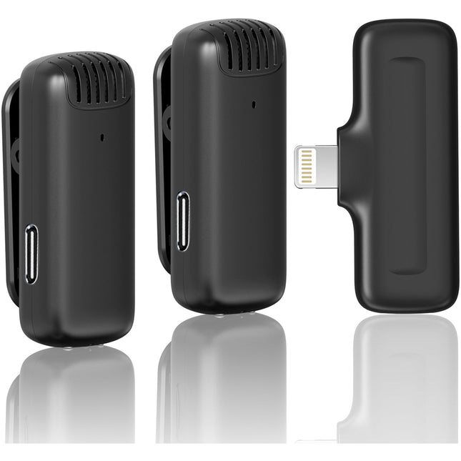 Ulanzi J12 Sistema de Micrófono Inalámbrico para 2 Personas con Conector Lightning y Estuche de Carga Negro