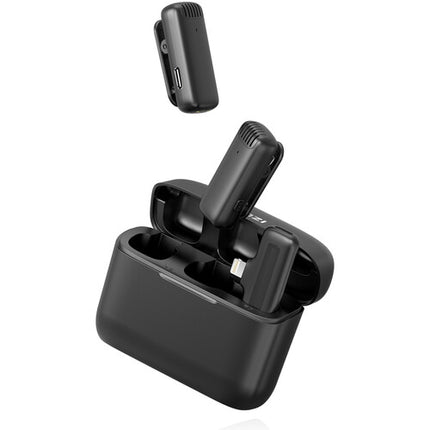 Ulanzi J12 Sistema de Micrófono Inalámbrico para 2 Personas con Conector Lightning y Estuche de Carga Negro