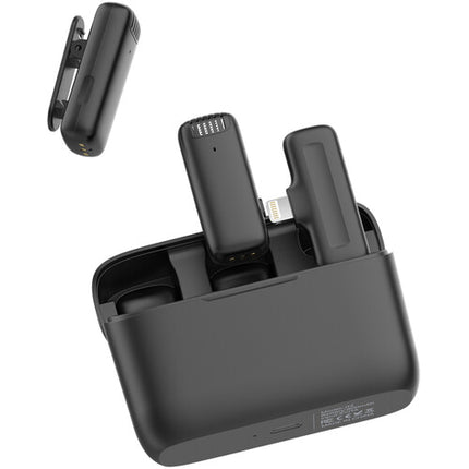 Ulanzi J12 Sistema de Micrófono Inalámbrico para 2 Personas con Conector Lightning y Estuche de Carga Negro