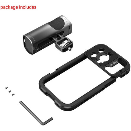 SmallRig Mobile Video Cage Kit para iPhone 14 Pro con Asa Side Handle y Mando inalámbrico