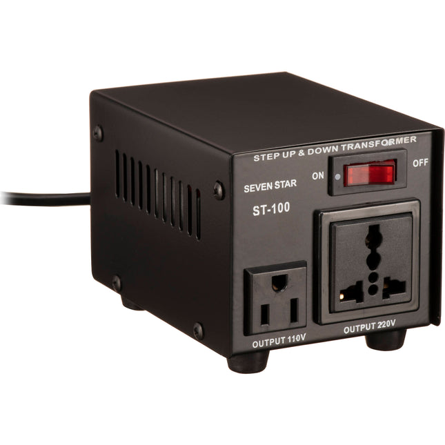 Sevenstar ST-100 Transformador Elevador y Reductor 100W Adaptador UE y Fusibles