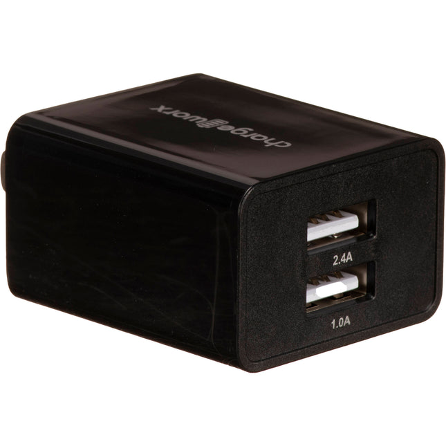 ChargeWorx Cargador de Pared Dual USB Tipo-A Negro 5V 2.1A Compacto