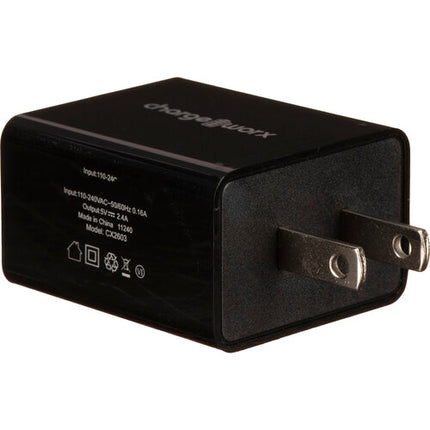 ChargeWorx Cargador de Pared Dual USB Tipo-A Negro 5V 2.1A Compacto